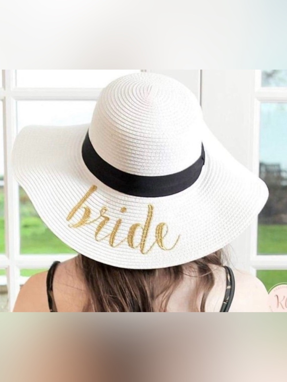C.C. Sun Hat with Gold Lettering Bride honeymoon bachelorette wedding beach